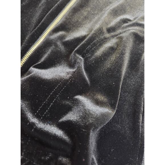 Chicos Travelers Black Velvet Velour Zipper Track Jacket 4 Gold Zipper XXL/20 - Picture 5 of 6